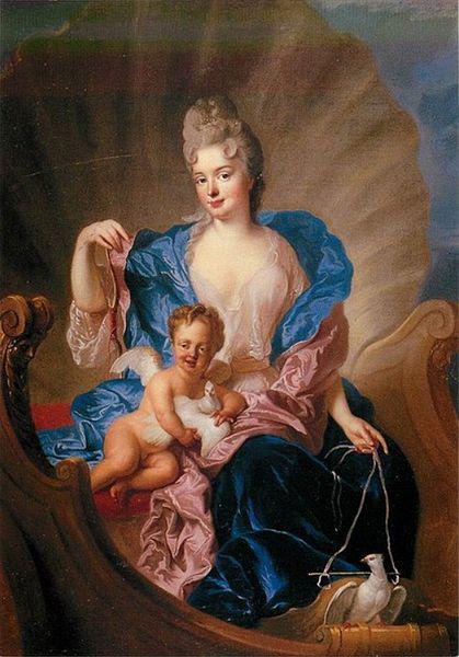 Francois de Troy Portrait of Countess of Cosel with son as Cupido. Sweden oil painting art